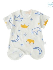 Newborn Baby Pullover Short Sleeve Rompers Toddler Casual Pajamas Nightgown Baby Summer Clothes Thin Pure Cotton