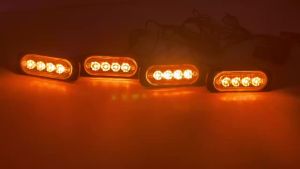 Đèn LED Amber 4 Trong 1 Cho Lưới Tản Nhiệt Ô Tô Đèn Báo Hiệu Cho Xe Tải Xe Máy Xe Kéo 12/24V Đèn Strobe Đen 16 LED