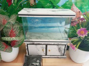 akuarium mini +kabinet (MOTIP GRANIT PUTIH)