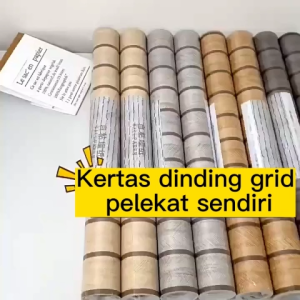 Wall Sticker Kertas Dinding Perabot Elegant Wood Panel Wall Wallpaper Size 9m to 10m x 45cm 木纹墙纸