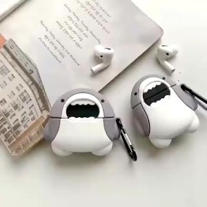 Case AirPods Silikon Desain Kartun Hiu Lucu & Pelindung AirPods