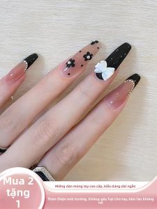 MONLEYTA | Nhựa giả móng tay ngắn dài tay thủ công mùa thu đông cao cấp mới về dán lên móng tay phong cách cổ điển sang trọng