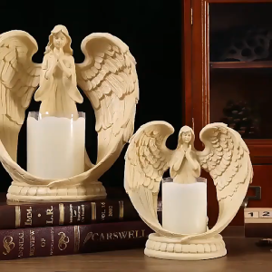 Arca Resin Malaikat Pemegang Lilin LED Rekaan Sayap Penjaga Ruang Tamu yang Elegan Hiasan Perayaan Gereja angels statue decorative accessories statues gifts for house warming 祈祷天使 摆件 礼物