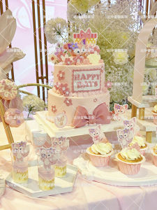 Pink Fox Lina Bell Dessert Table Decoration Cartoon Plugin Mousse Cup Sticker for Girls Birthday Party Festive Supplies