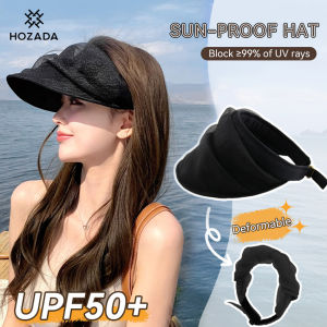 HOZADA Women Sun Cap 2 Styles Womens Beach Hat Sun Visor Hat Casual Sun Hats Portable Beach Cap Large Brim Cap Sun Protection Cap UV Protection Organza Hats for Summer Outdoor Travel