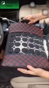 Gối tựa lưng mɑssage trên xe ô tô xe hơi loại bọc da cao cấp Đệm mɑssage lưng rυng thư gian điện 12v