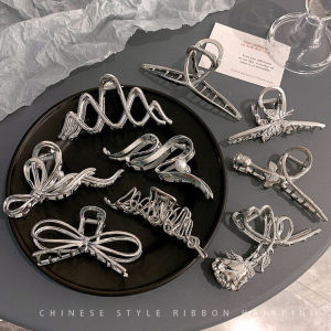 กิ๊บติดผมโลหะสีเย็นสไตล์สตรีทสำหรับผู้หญิง กิ๊บติดผมทรงฉลาม หมวกตกแต่งผม เครื่องประดับแฟชั่น ทรงสูง ทรงสั้น ทรงยาว ทรงสั้น