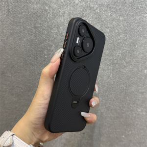 Huawei Pura70 Pro+ Carbon Fiber Pattern Magnetic Attraction Kevlar Phone Case Anti-Explosion Simple Style Protective Cover for Men And Women