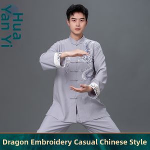 Outdoor Leisure Sport Competition Performance Chinese Dragon Embroidery Martial Arts Outfit