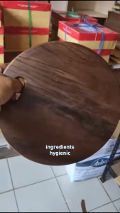 Round wooden cutting board with handle handcrafted