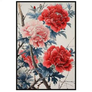 Tranh thủy mạc Hoa Cẩm Chướng. Tranh treo tường dán tường Canvas. CGI-250