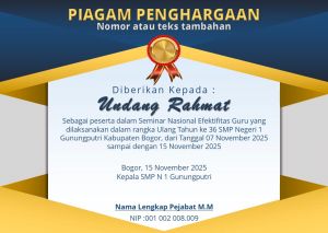 Piagam Penghargaan Bentuk Template PPT Ukuran A4 Model Landsacpe