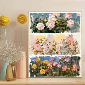 Acrylic Paint By Numbers Blossom Trio Painting By Numbers on Canvas Coloring By Number for Adults Paint Digital Art