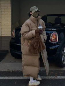 Long over Knee Loose Thickened down Cotton Jacket Womens Fashionable Retro Outerwear Warm Autumn Winter New Arrival