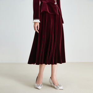 Koradior | Velvet Slim Fit A-Line Half Skirt