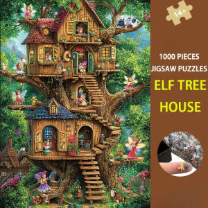 500 1000 1200 2000pcs Jigsaw Puzzle Elf Tree House Magical Winter Cottage For Adults Holiday Decor Enthusiasts Family Game Gift