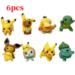 Bandai | 8-10 Pcs Anime Pokemon 2-4cm Dolls Figure Mini Little Elf Pet Pikachu Bulbasaur Squirtle PVC Model Car Decoration Ornaments Gift