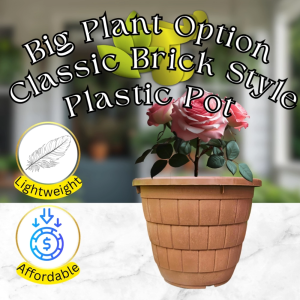 Big Plant Option Brown Color Bricks Style Deco Plastic Pot Quality Product and cheap in Price Thick & Hard Plastic [P29]