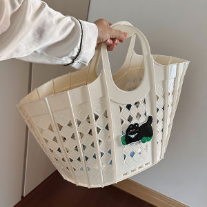 Portable Foldable Laundry Hamper Bathroom Dirty Clothes Storage Basket Handheld Laundry Basket Household Storage Basket