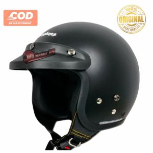 Helm Cakil FULL FACE HITAM DOFF Helm Retro Full Face SNI