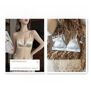 Victoria French Seamless ผู้หญิง ชุดชั้นใน ผ้าไหม Thin Cup Bra เซ็กซี่ ไม่มีแหวนเหล็กคงที่ สายคล้อง Modal ซับใน V-Style All Seasons
