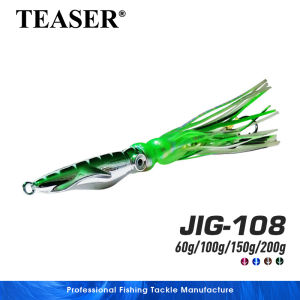 TEASER J108 60g 100g 150g 200g Slow Pitch Jig Bait Inchiku Metal Head Octopus Skirt Jigging Fishing Lure Artifial Pesca Leure
