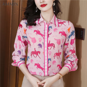 เสื้อคาร์ดิแกนกระดุมแถวเดียวสไตล์เกาหลีเสื้อเบลาส์เสื้อเบลาส์แฟชั่นวินเทจการพิมพ์การ์ตูนสัตว์เสื้อชีฟองหญิง