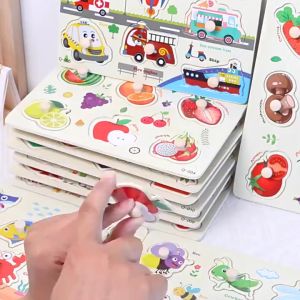 JOYToy Papan Jamur Puzzle Puzzle Knob Papan Pencocokan Huruf Nomor Kayu Puzzle Anak Mainan