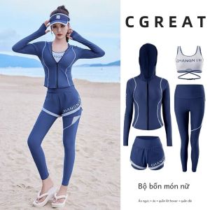 Ấm Áp Đồ Bơi Giữ Nhiệt Nữ Hai Mảnh Dài Tay Lặn Bơi Sứa Trang Phục Nhanh Khô Quần Áo Lặn Lướt Trang Phục