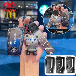 พวงกุญแจโตโยต้ารีโว่สำหรับรถโตโยต้าเคสสมาร์ทคีย์เคสกุญแจพับคอโรลล่าอัลติสแบบไล่ระดับสีสำหรับปลอกใส่กุญแจ Toyota