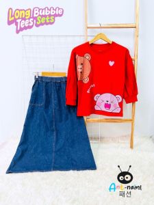 Setelan Rok Panjang Anak Perempuan An Naml Oneset Long Bubble Tees Sets BT21