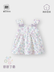 New 2024 Princess Style Cotton Summer Dress for Baby Girls Cute Strap Dress Fashionable Little Girl Skirt Spring Summer Kids Clothes