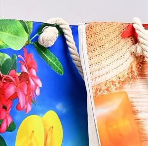 Summer Beach bag Canvas Tote Shoulder Bag one-sided Printed Thick Rope Nice Pattern Sling bag Q111