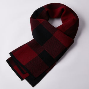 HENGYUANXIANG | Hengyuanxiang British Gentleman Style Knitted Wool Scarf Mens Plaid Warm Spring Autumn Fashionable No Cashmere Scarf