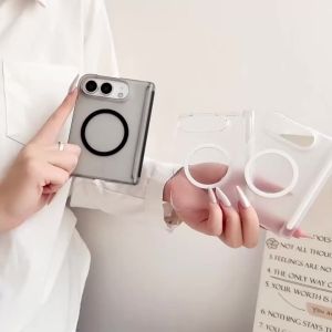 szhaiyu | Luxury Frosted Translucent Magnetic Phone Case for iPhone Duo iPhone 18 Fold for Magsafe Skin-friendly Protective Cover Fundas