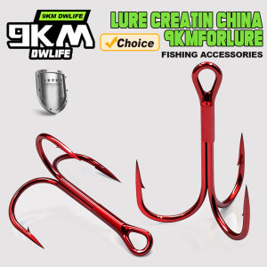 9KM 25Pcs Treble Hooks Red Fishing Triple Hook for Freshwater & Saltwater High Carbon Steel