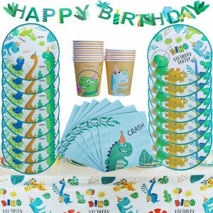 Dinosaur Disposable Tableware Dino birthday Party Decoration paper Napkin Plate Cup Kids Boy Jungle Safari Party Baby Shower