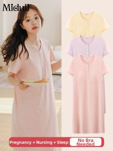 MIDULI | Breastfeeding Maternity Dress Nursing Nightgown with Padding