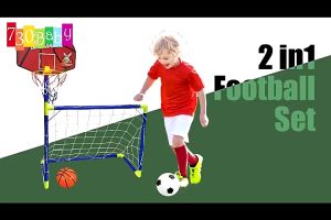 730Baby Kid Children 2in1 Football Basketball Stand Play Post Net Set Portable Sport Mainan Bola Karanjang Soccer Goal Practice Goalies Hoop in Backboard Junior Footballer Training Jaring Bola Sepak Tiang Gol Kanak
