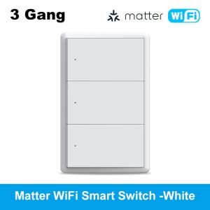 Công Tắc Đèn Tường WiFi Thông Minh Smart Matter 1-4 Gang Nút Nhấn Lớn Có Dây Trung Tính (tùy Chọn) Điều Khiển Bằng Giọng Nói Tương Thích Với Google Home Và Alexa