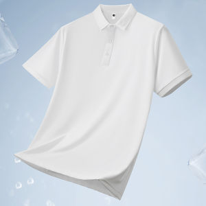 Summer Cool Short Sleeve Polo Shirt Men Comfortable Breathable Half Sleeve Solid Color Ice Silk Paul Upper Body Mens Fashion Collar T-Shirt