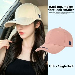 GUOQI | Fashion Small Face Enhancing Embroidered Large Brim Stiff Top White Baseball Cap
