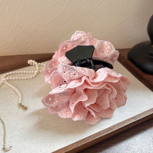 Elegant Lace Hollow Flower Hair Clip Womens Headwear New 2025 High-End Hair Accessories behind the Head Bun Clip Shark Clamp