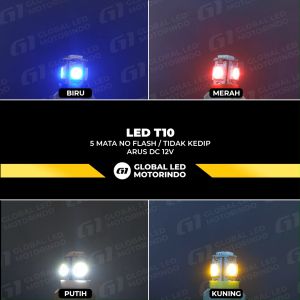 WERACE Lampu Kota Model Jagung T10 LED 5 Mata No Flash Tidak Kedip