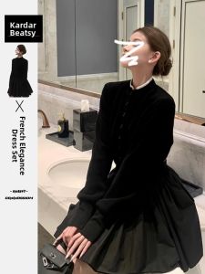 Karrar betsey | Hepburn Style Black Dress Autumn Winter 2026 New Arrival Petite