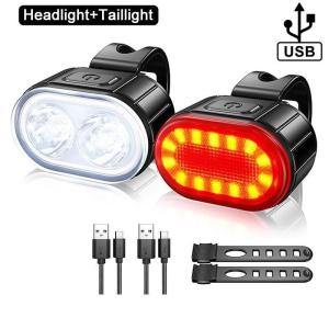 Bike Lights Waterproof Led Front Rear Light LED USB Rechargeable Headlight Taillight Bright Flashlight Safety Cycling Light【SMQ】
