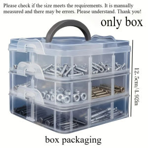 3-layer 18-compartment Transparent Storage Box with Lid and Handle Transparent Tool Organizer Suitable for Sorting Screws Nuts