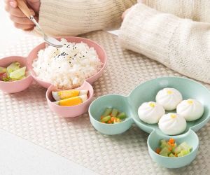 จานถาดหลุมหมี ชามข้าวเด็ก 3 หลุม ทรงหัวมิกกี้เม้า ชามเด็ก จานข้าวเด็ก การ์ตูนมิกกี้จานอาหารเด็ก