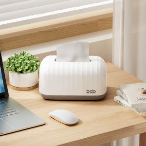 Luxury Wave Pattern Tissue Box Desktop Home Living Room Coffee Table Multi-Function Napkin Box Simple Style Plastic Material