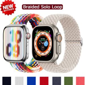 Braided Loop Strap for Apple Watch Ultra Band 49mm 44 45mm 42mm 41mm Nylon Elastic Belt Bracelet IWatch Series 9 8 7 6 5 4 Se 3